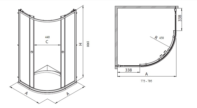 Kút sprchový first 80x80 satin sklo KOLO VÝPREDAJ